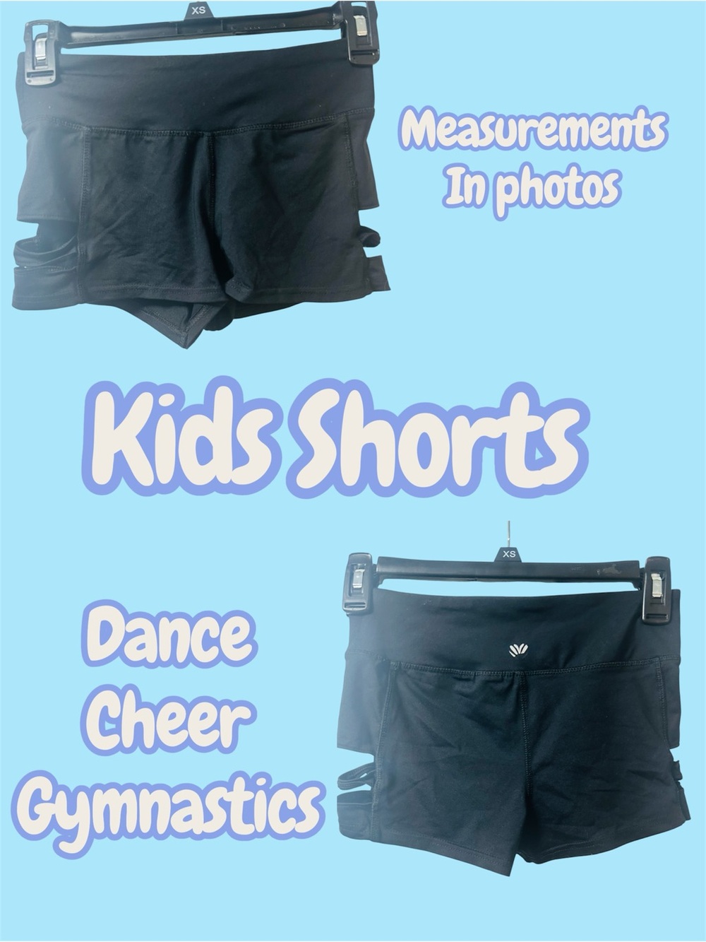 Kids Black Performance Dance Shorts with Side Strap Detail